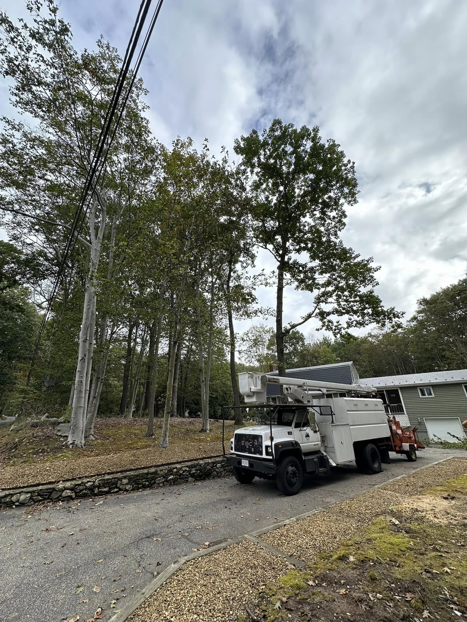 During — bucket truck at work
